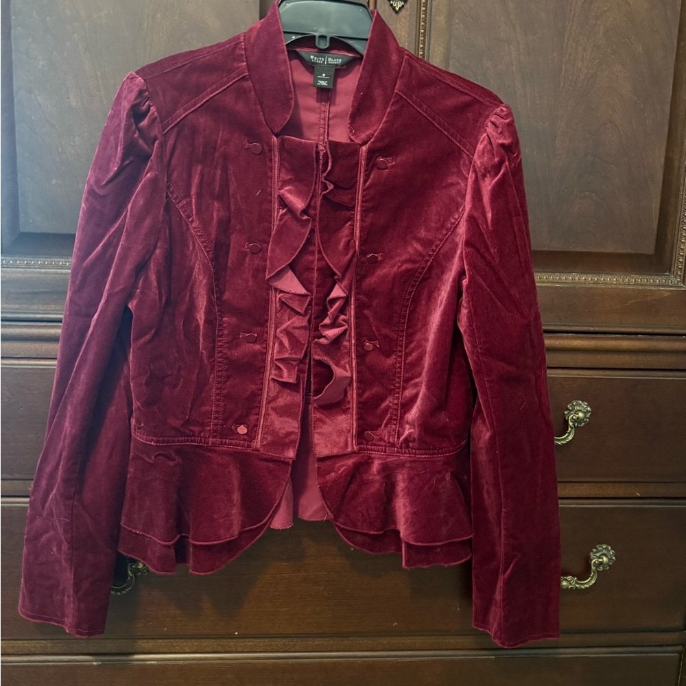 Velvet  Women's Red Ruffled Jacket
